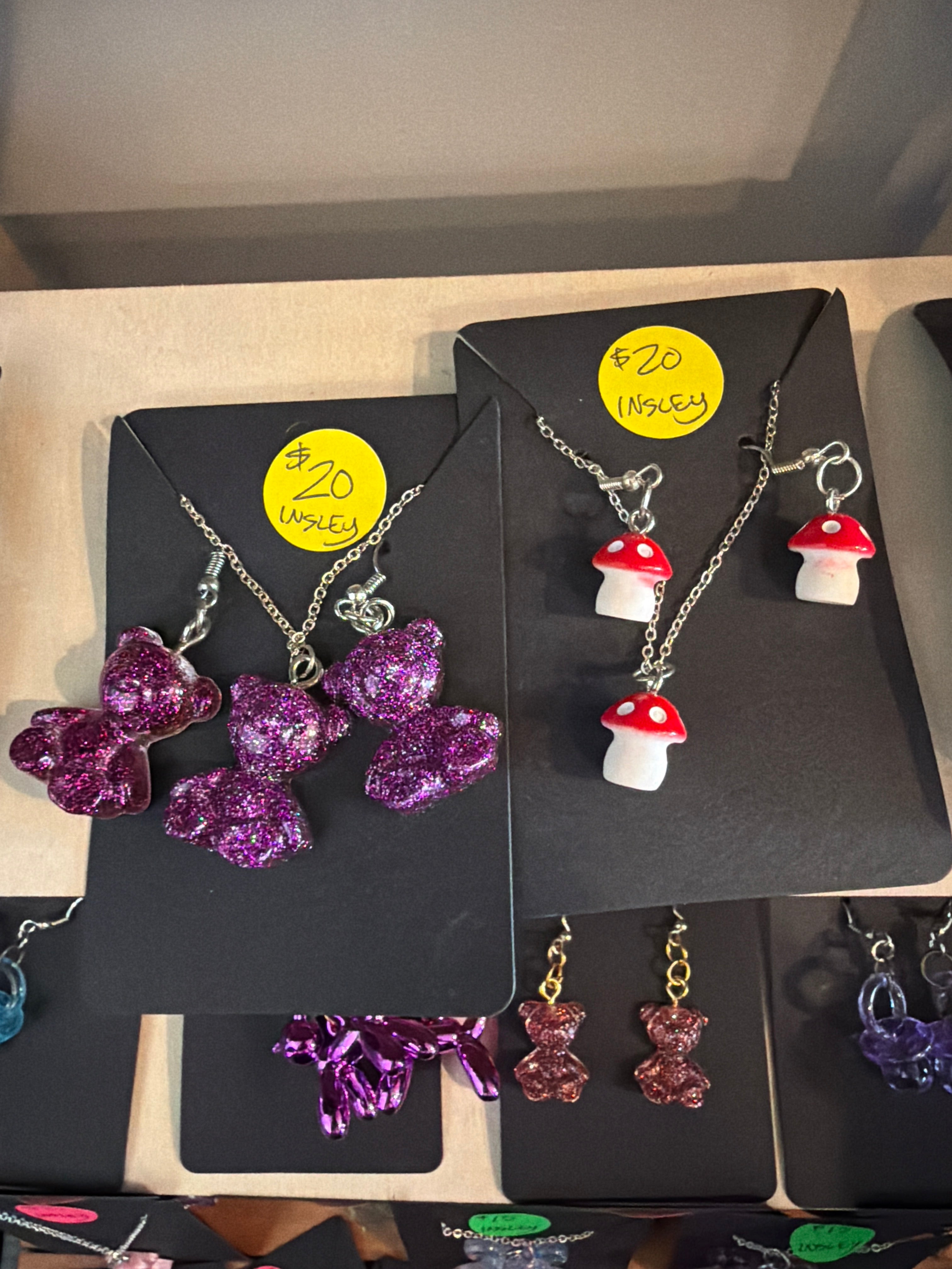 Handmade Pendant Necklace & Earring Set by Brianna Insley (Various Playful Designs)