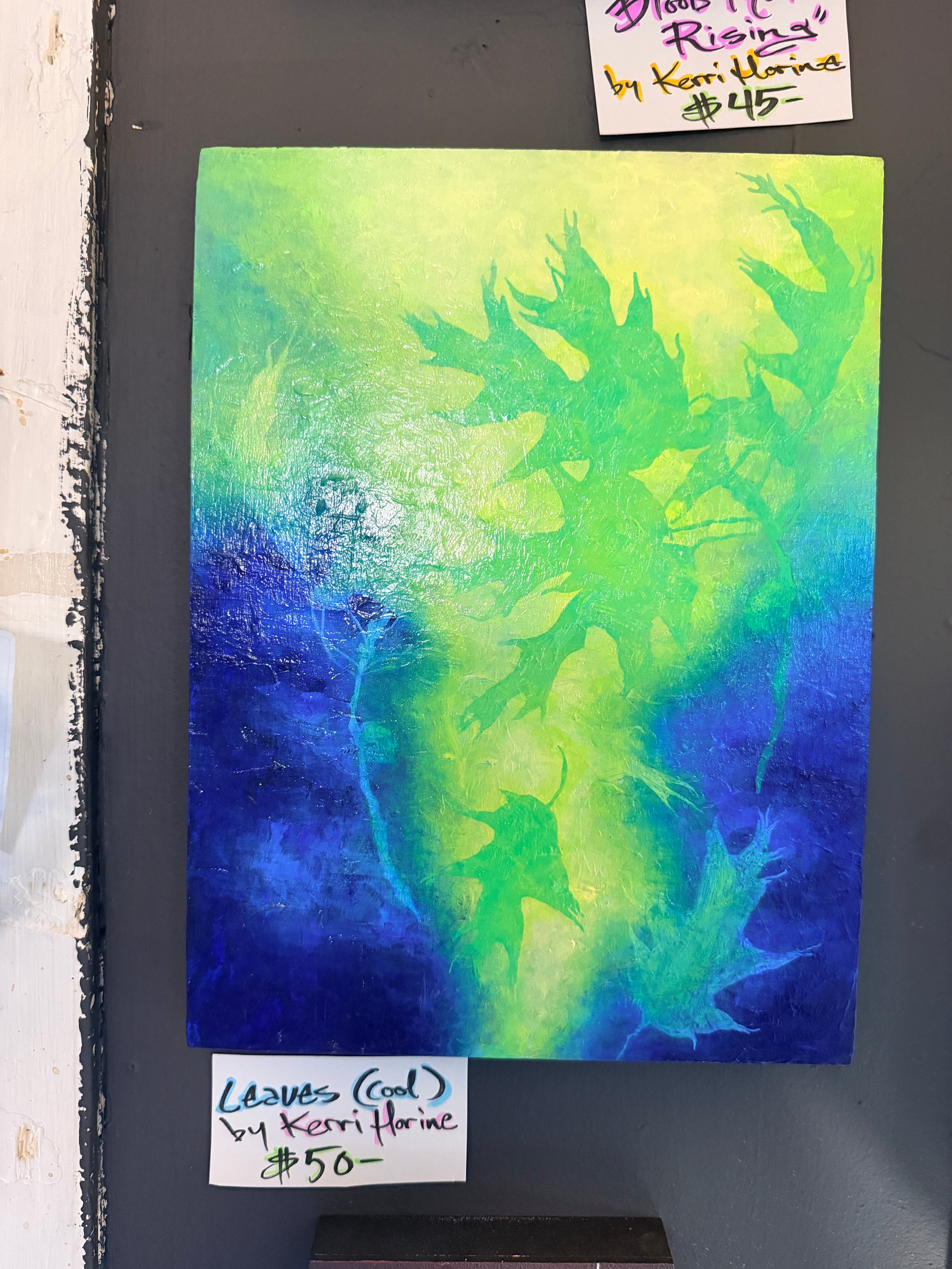 Kerri Horine: "Leaves (Cool)" Mixed Media Painting