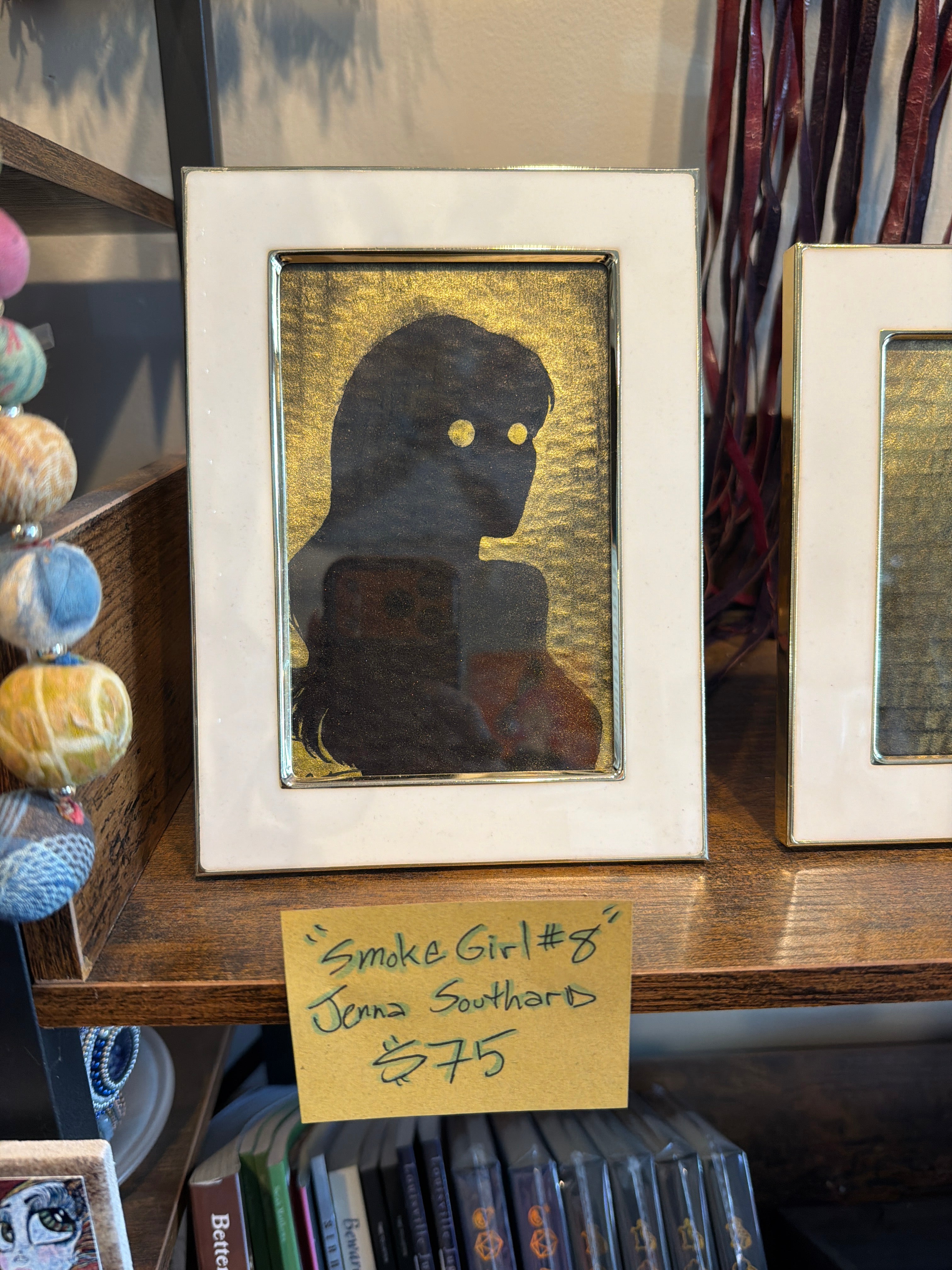 Smoke Girl #8 - mixed media, framed, 7"x5" - by Jenna Southard