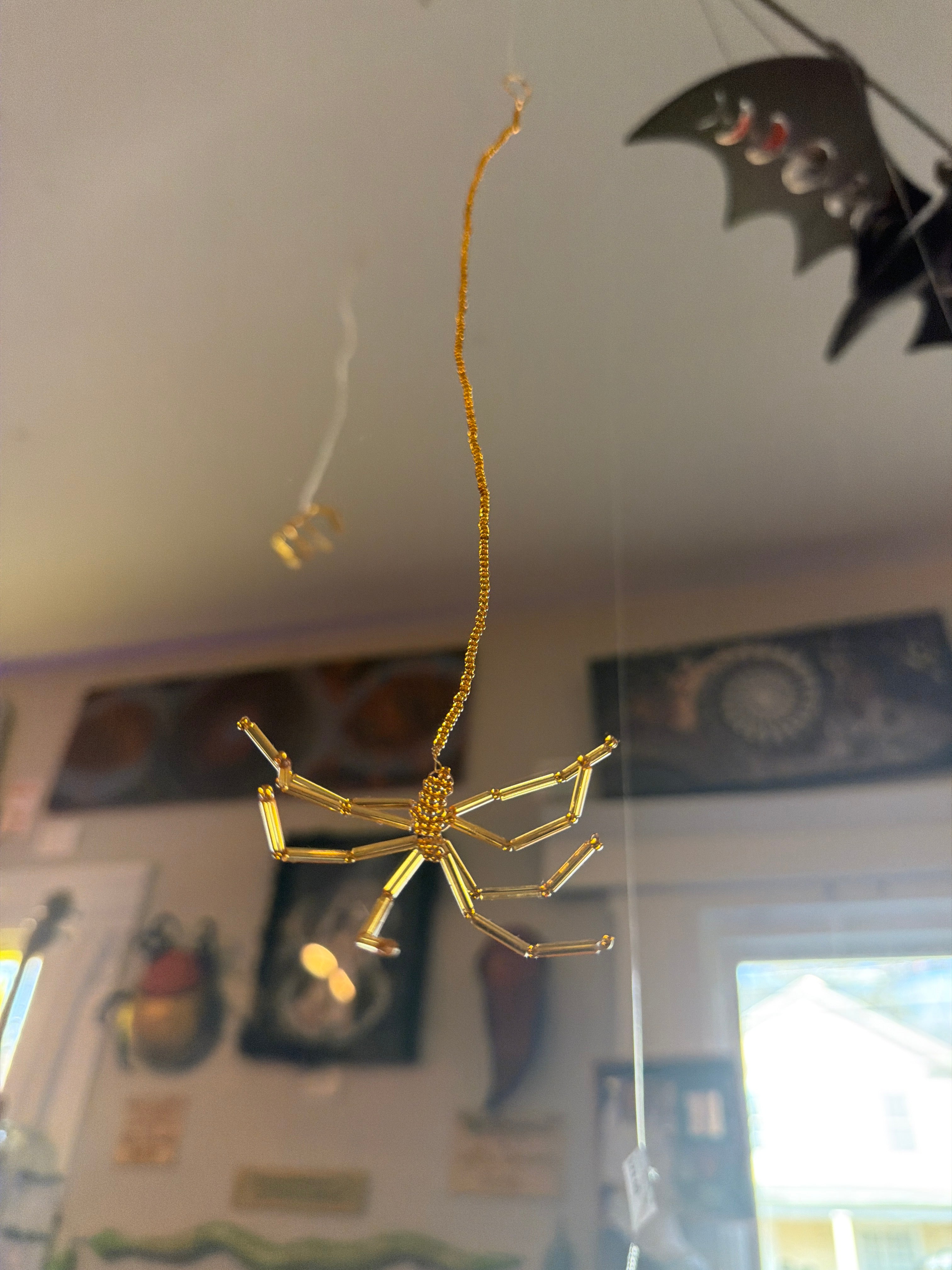 Beaded Spider on Beaded Web Thread (hanging) by Anne Hardy aka Ash Originals