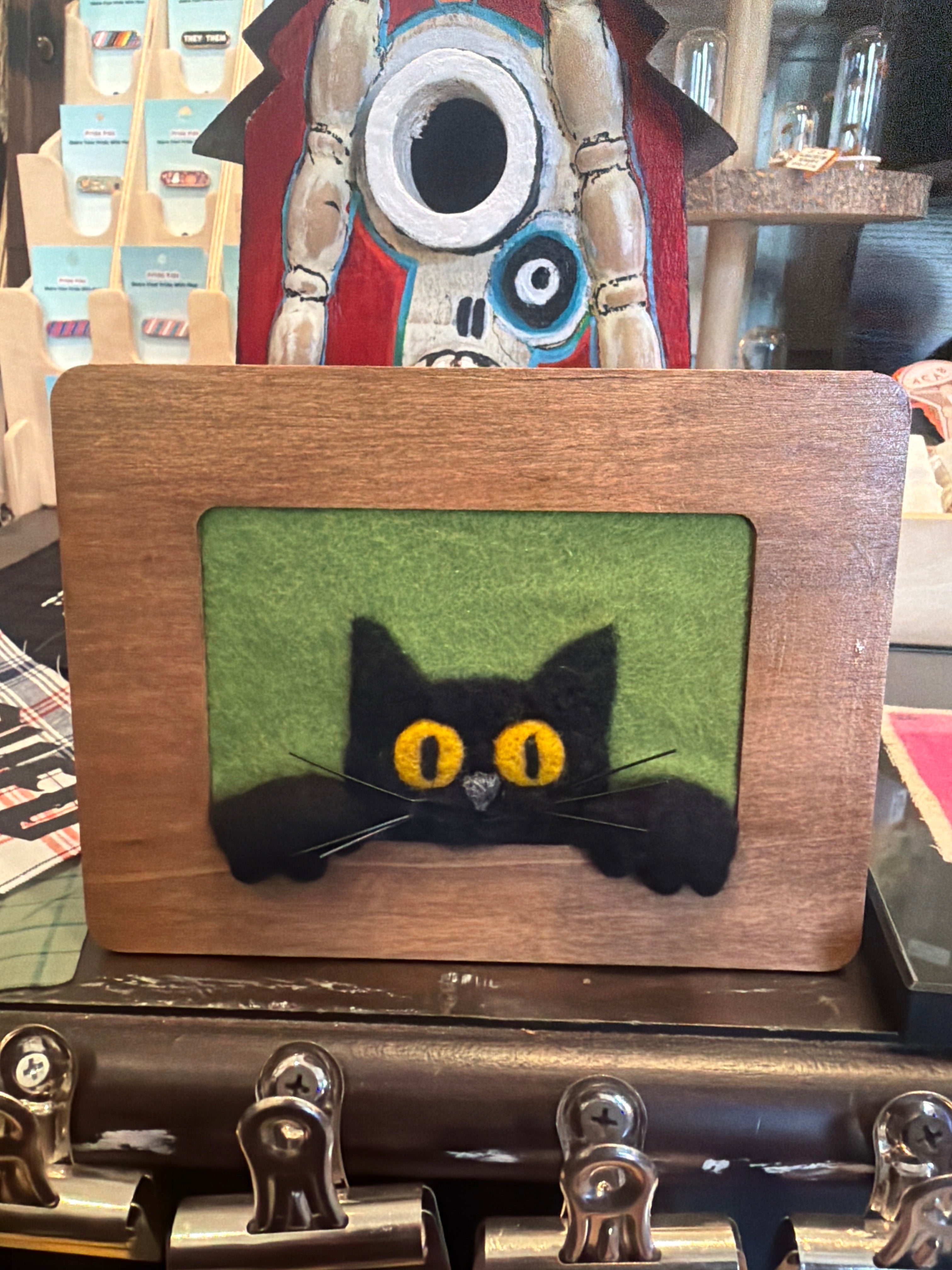 Kym Lambert: 2D Black Cat Felt Artwork