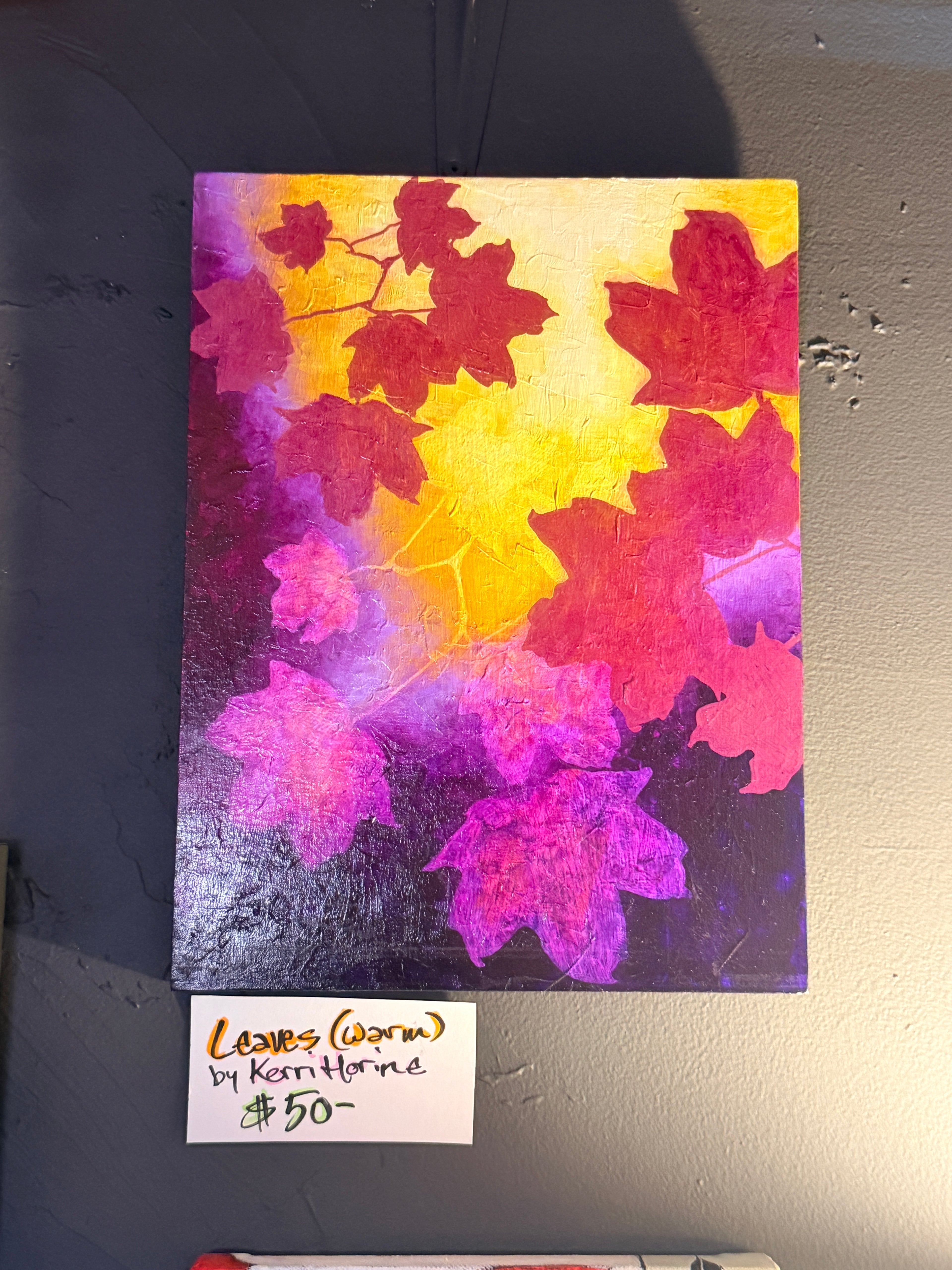 Kerri Horine: "Leaves (Warm)" Mixed Media Painting