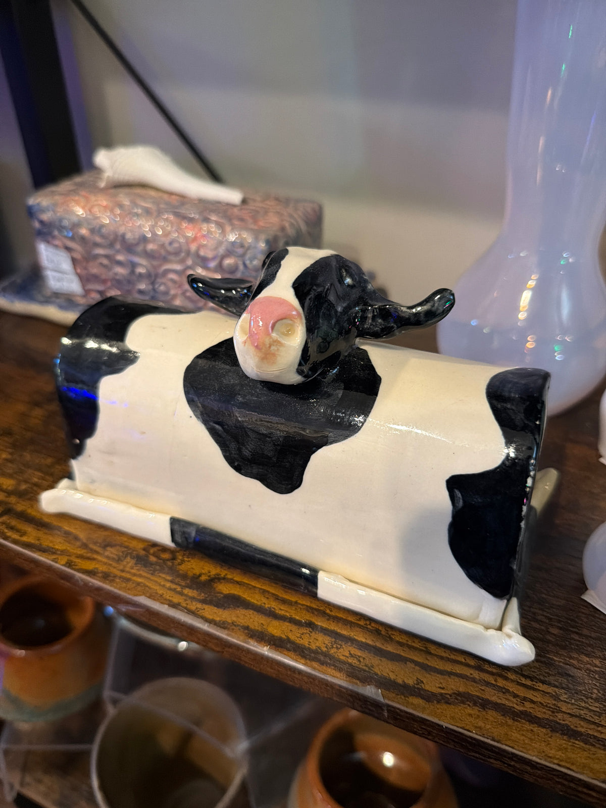 Ceramic Cow Butter Dish by Karla Glavin