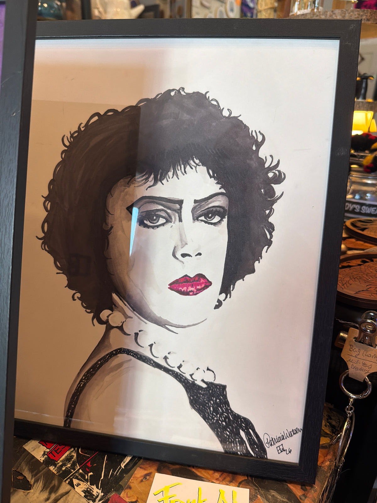 Frank N Furter - alcohol ink on paper, framed - by Pati Wright Watson