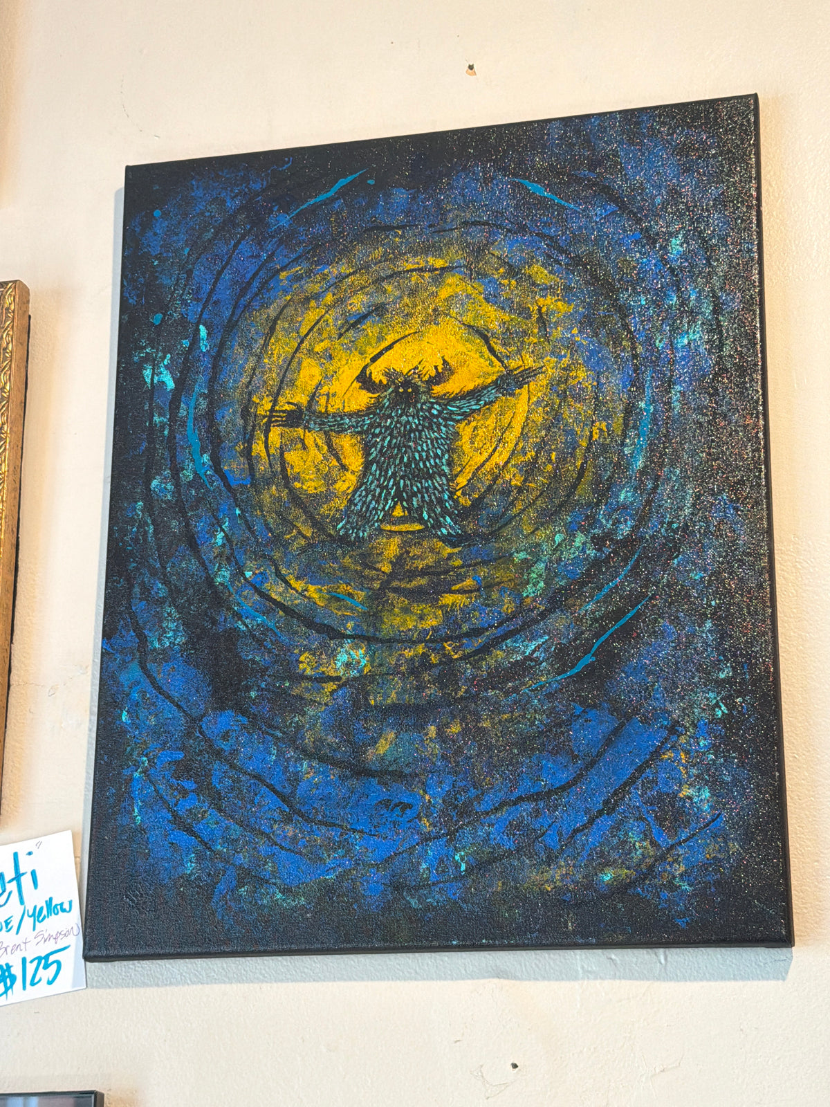 Yeti - Blue Yellow Background by Brent Simpson