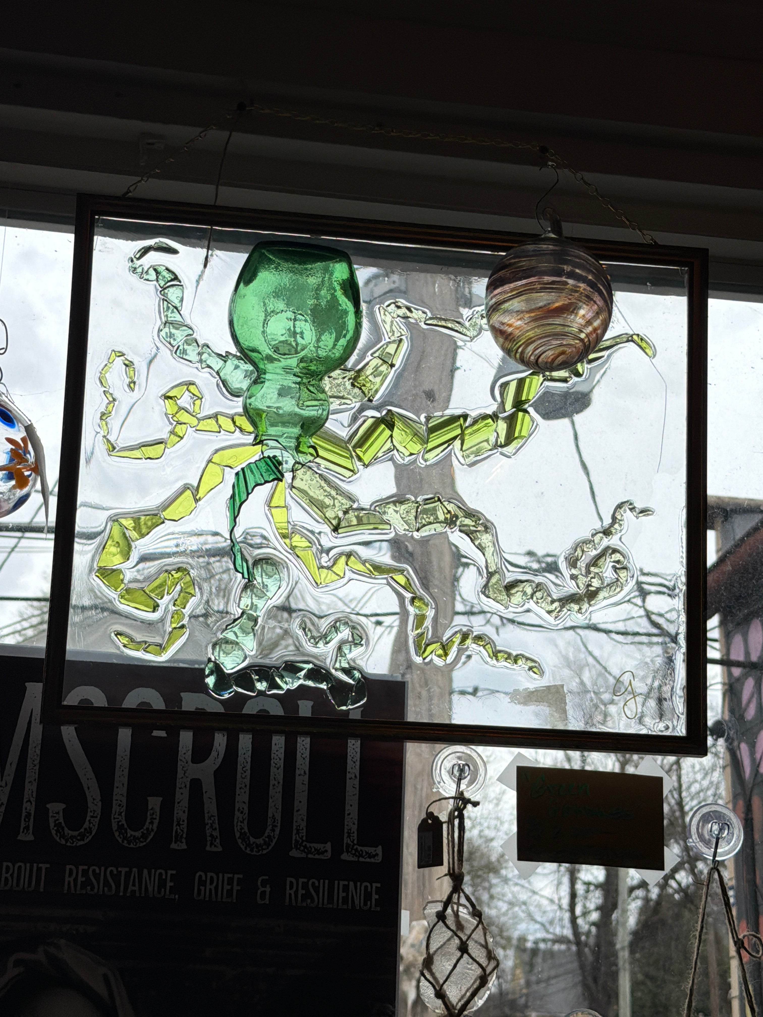 Geralyn: Green Goddess "Octopus" Mixed Media Artwork