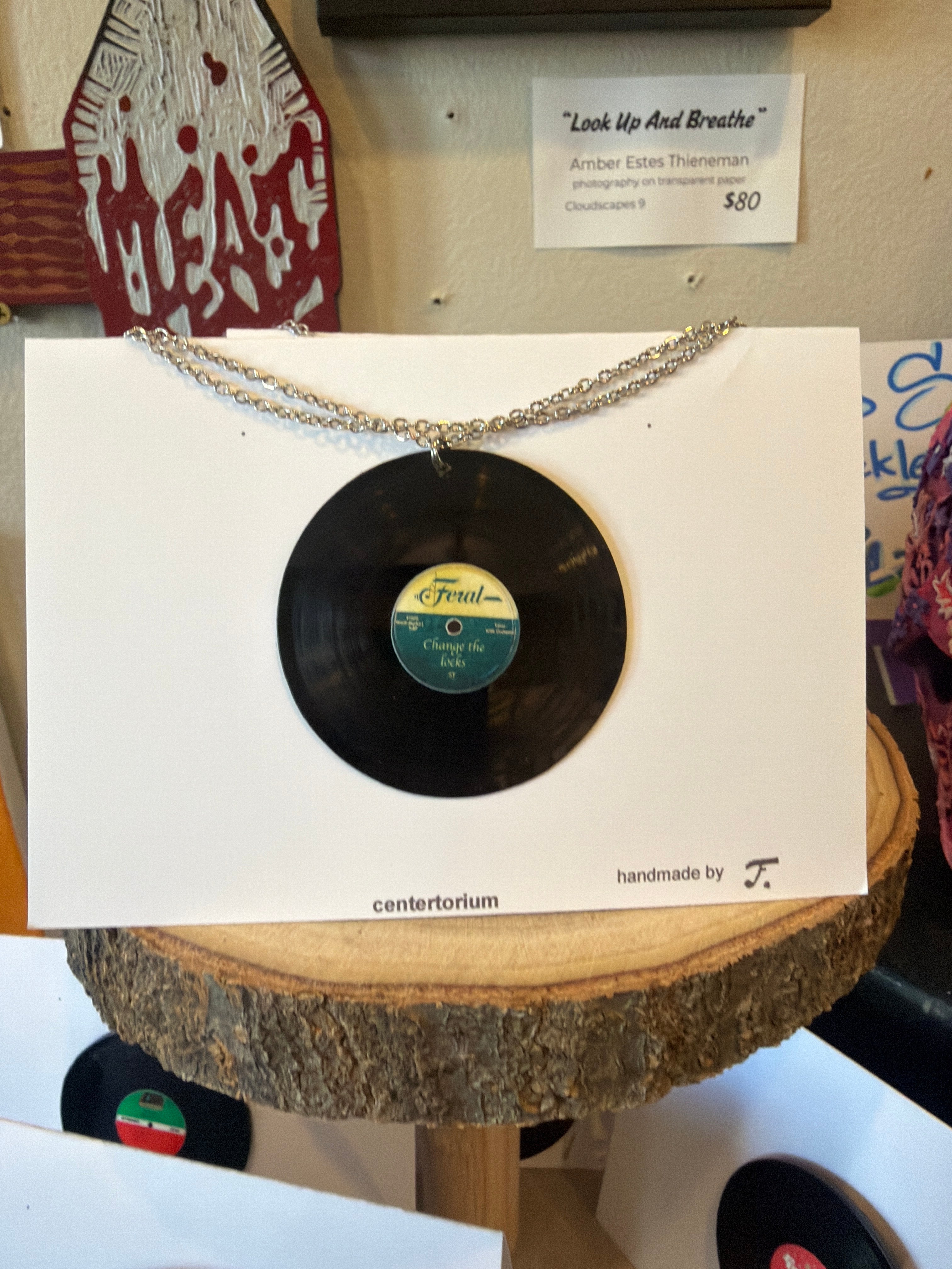 2" Vinyl Record Pendant / Necklace by Fred Miller