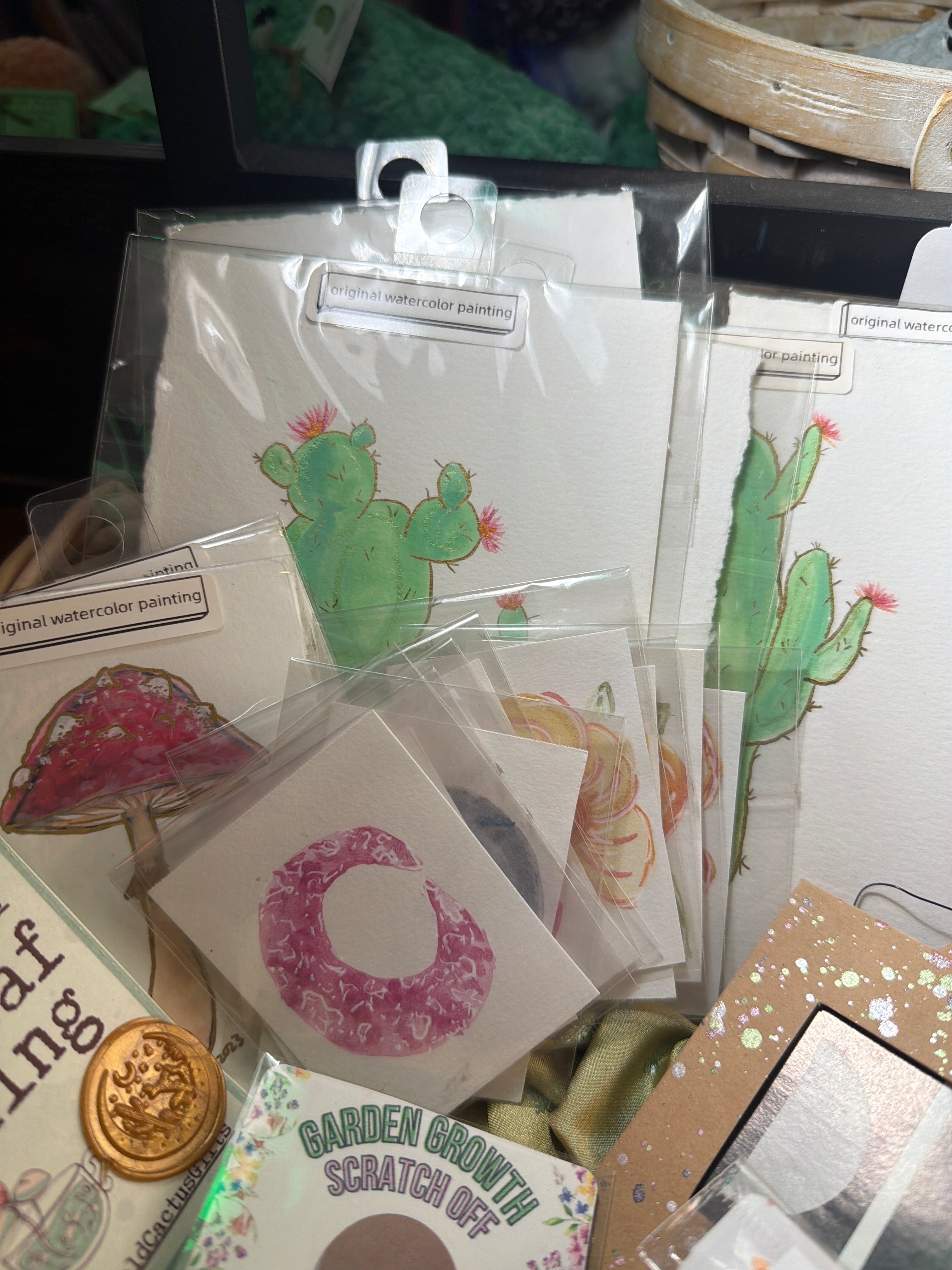 Gold Cactus Gifts: Mini Watercolor Paintings