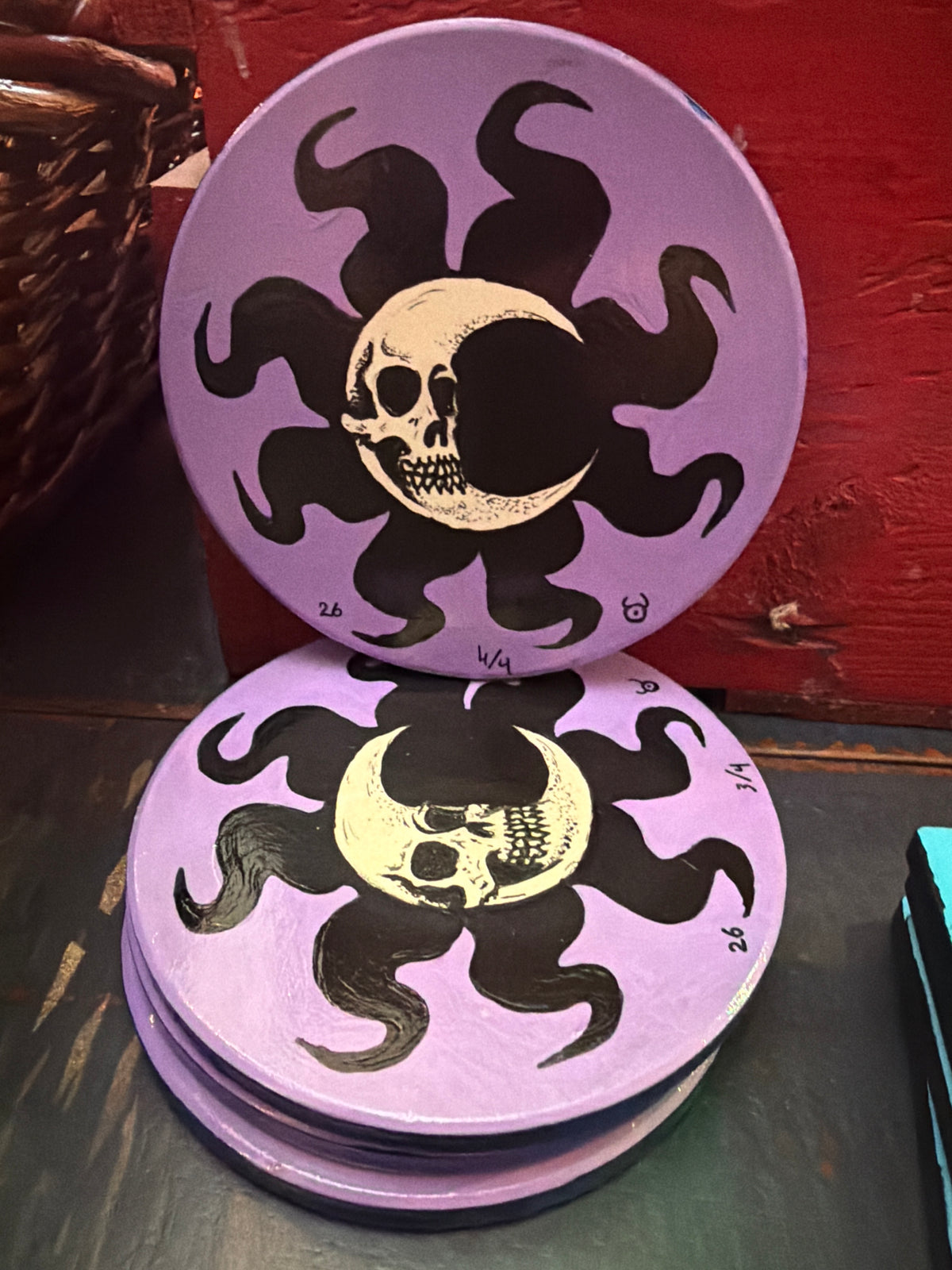 Hand Painted 4 Coaster Set by William David Pollard