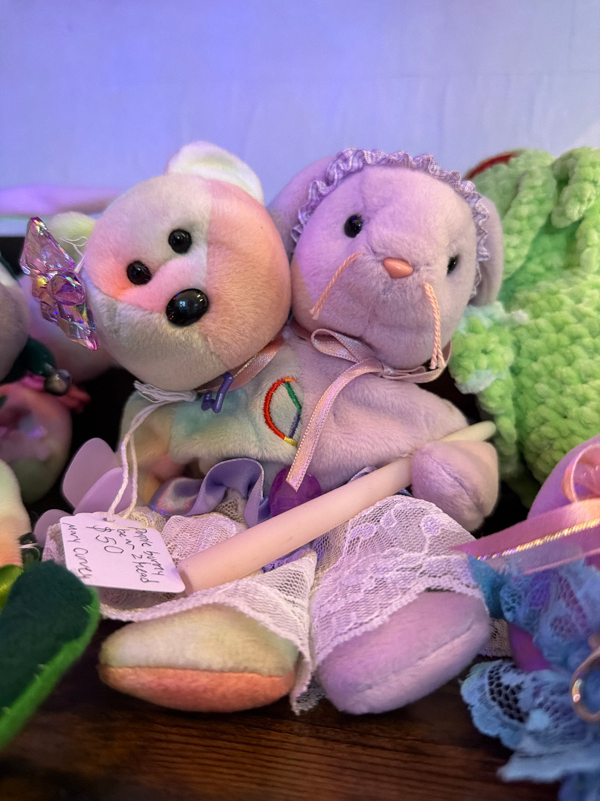 Mary Curvey: Purple 2 Headed Bear Bunny Plush