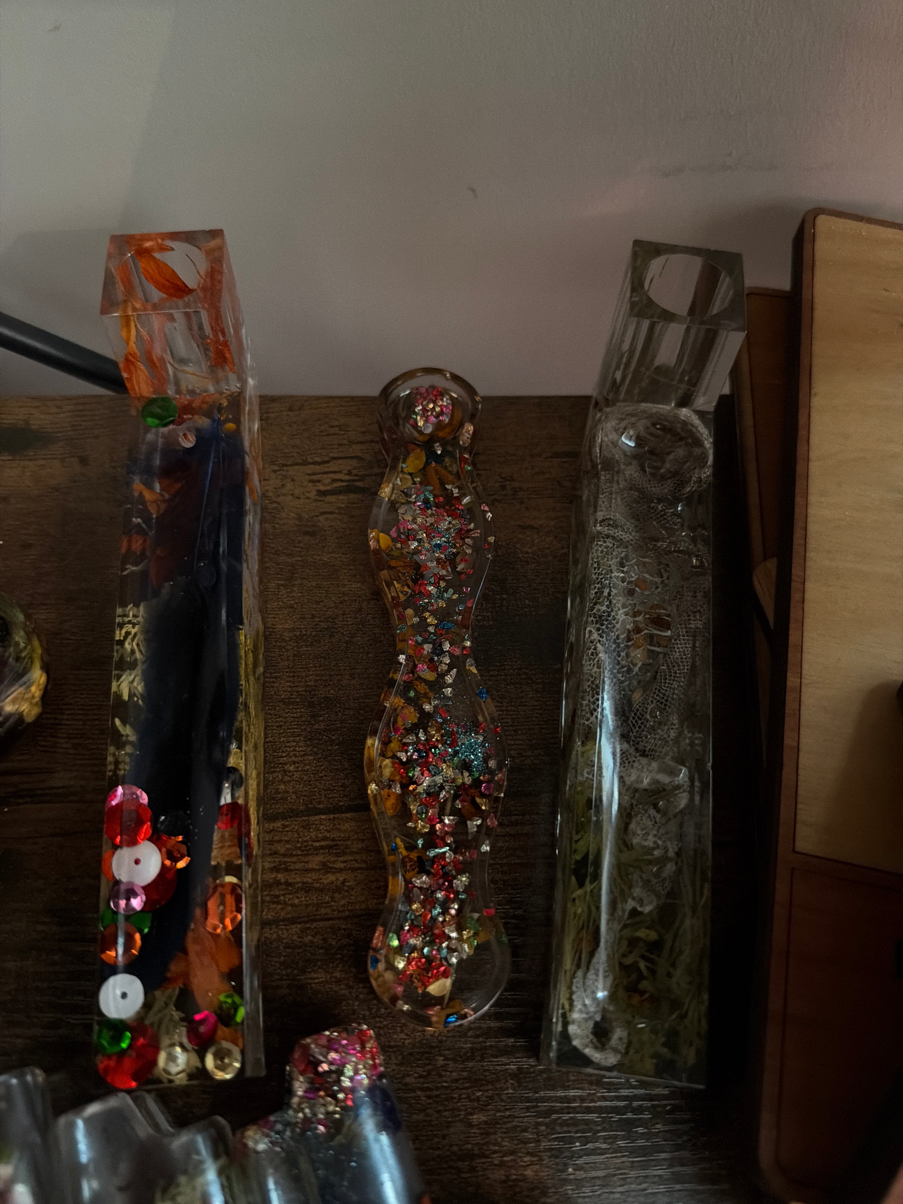 Resin Incense Burner w/ Snake Skin by Shannon Drabant