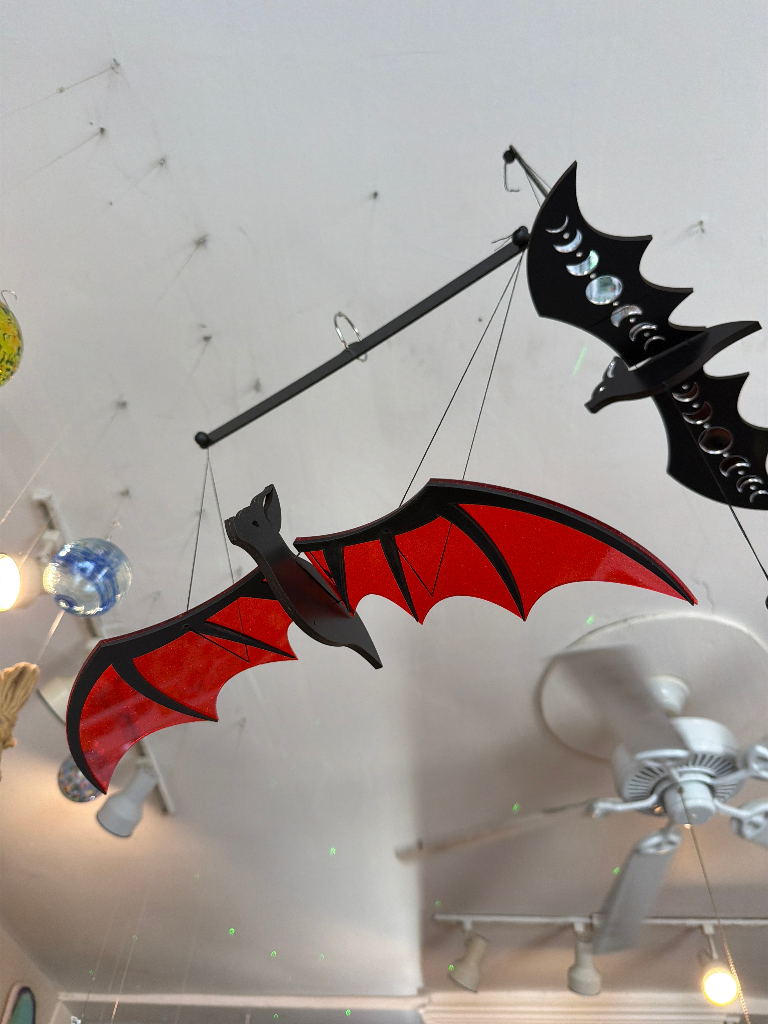 Bat with Moon Mirror Wings Kinetic Mobile by Minx Manx Monks