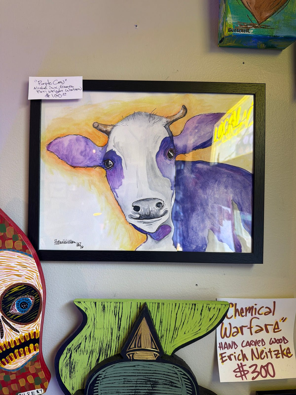 Purple Cow - alcohol ink, framed 9"x12" - by Pati Wright Watson