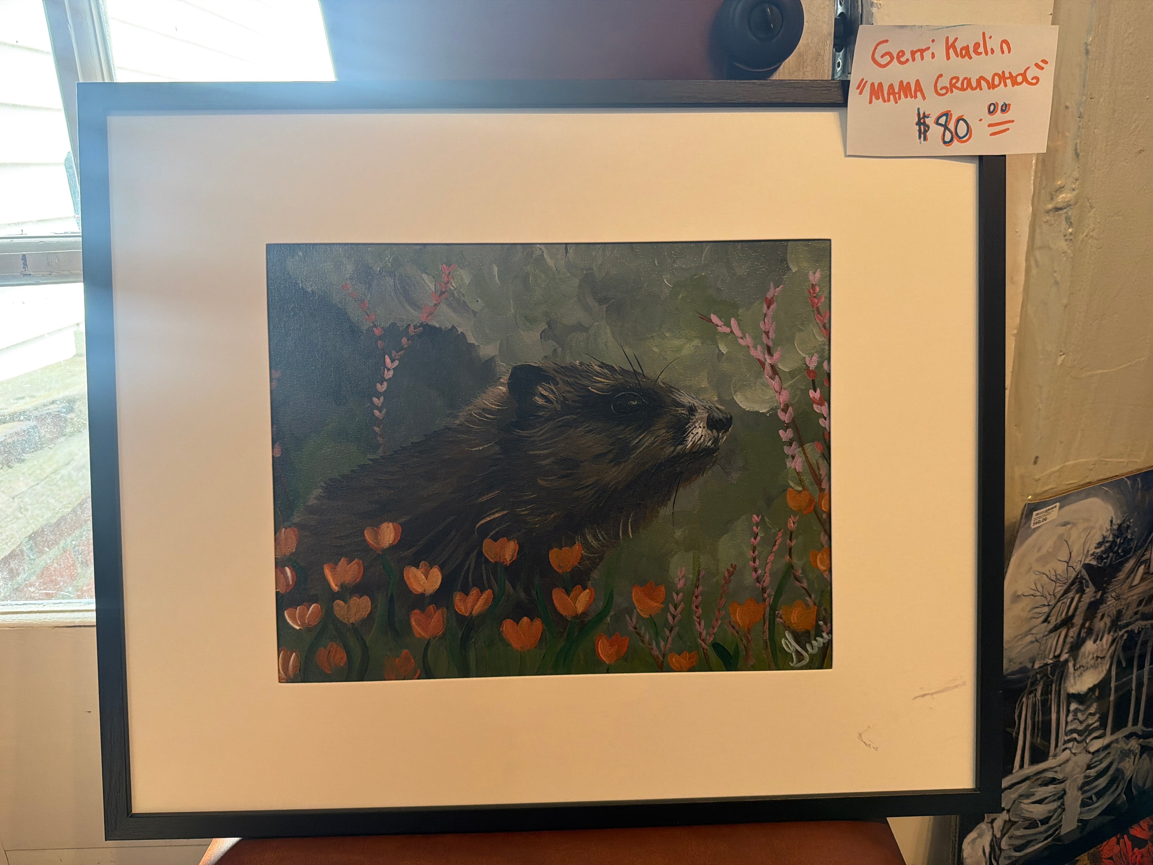 Gerri Kaelin: "Mama Groundhog" Acrylic Painting