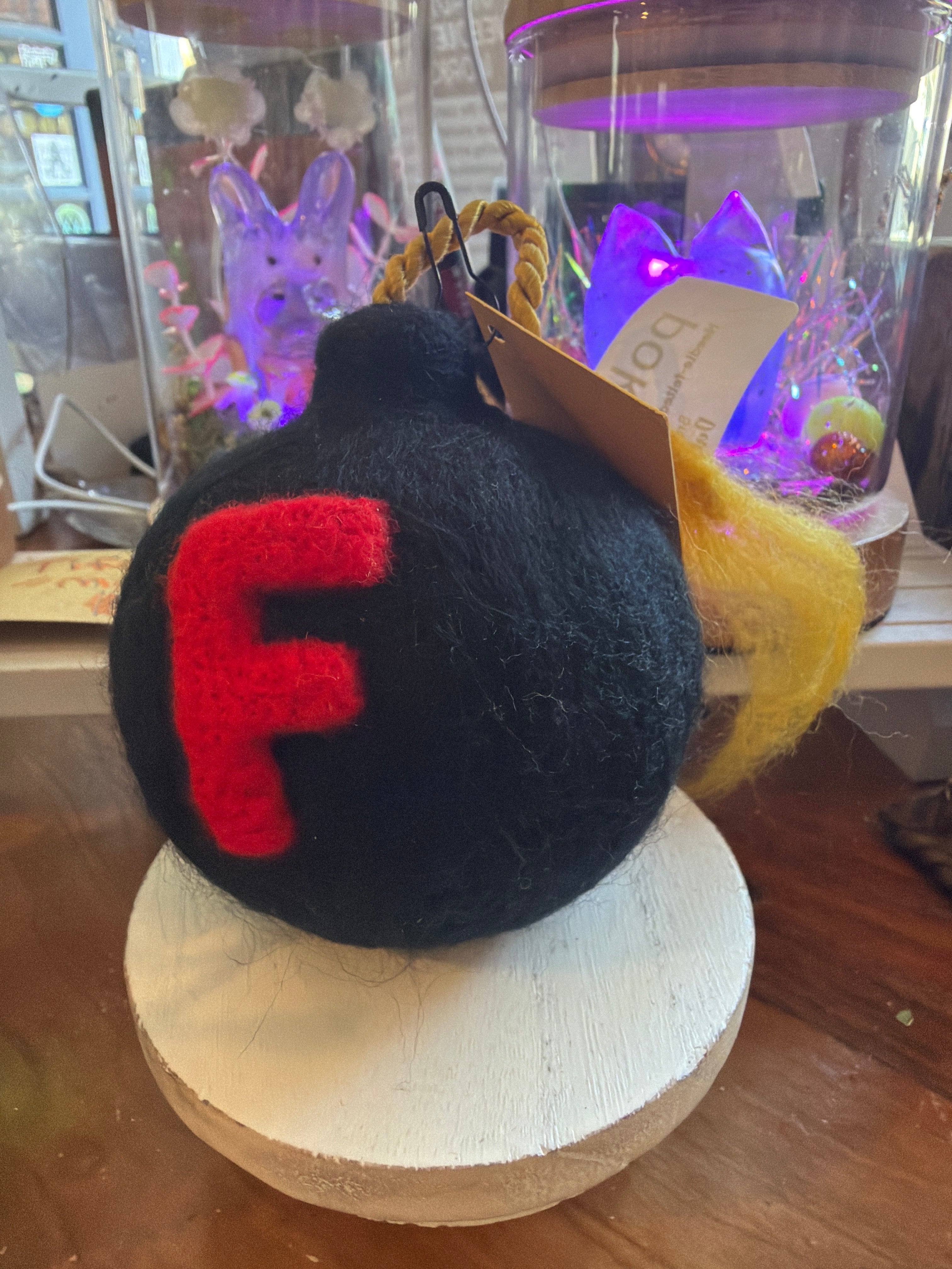 Hand Needle Felted 3" F Bomb by Kym Lambert