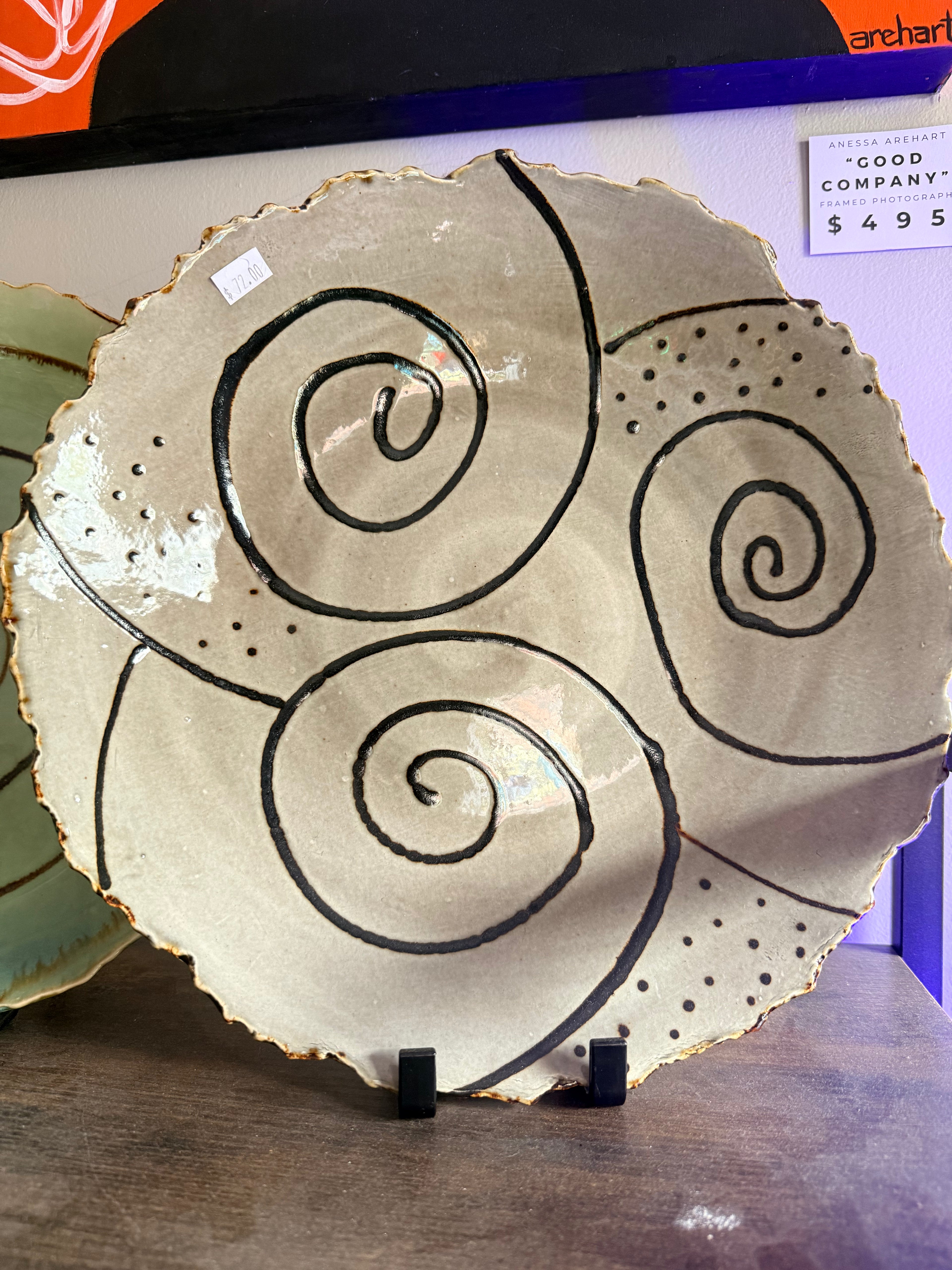 Amy Elswick: Ceramic Spiral Design Platter (13" round)