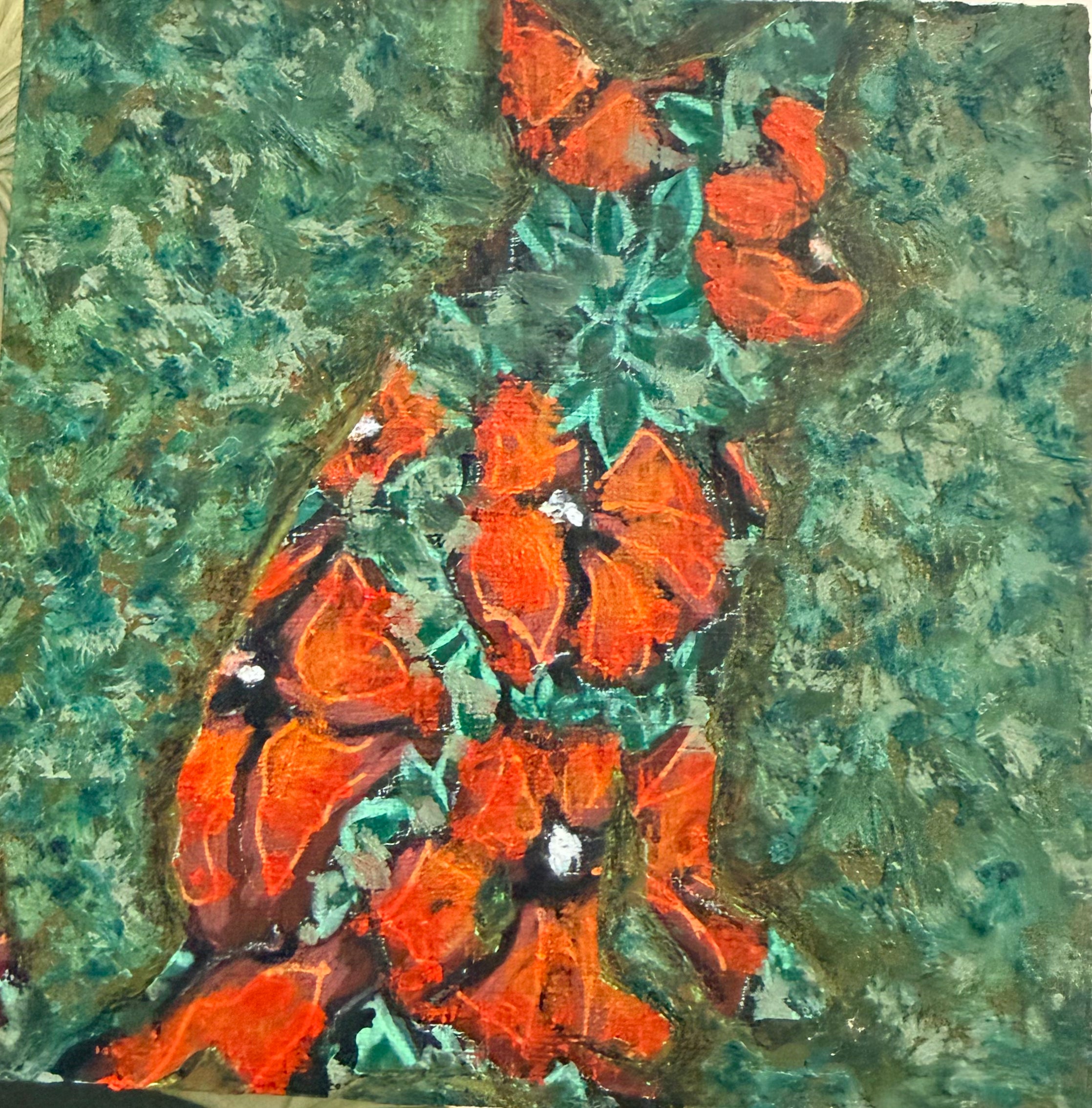 Kerri Horine: Dog In Flowers 1, 2 & 3