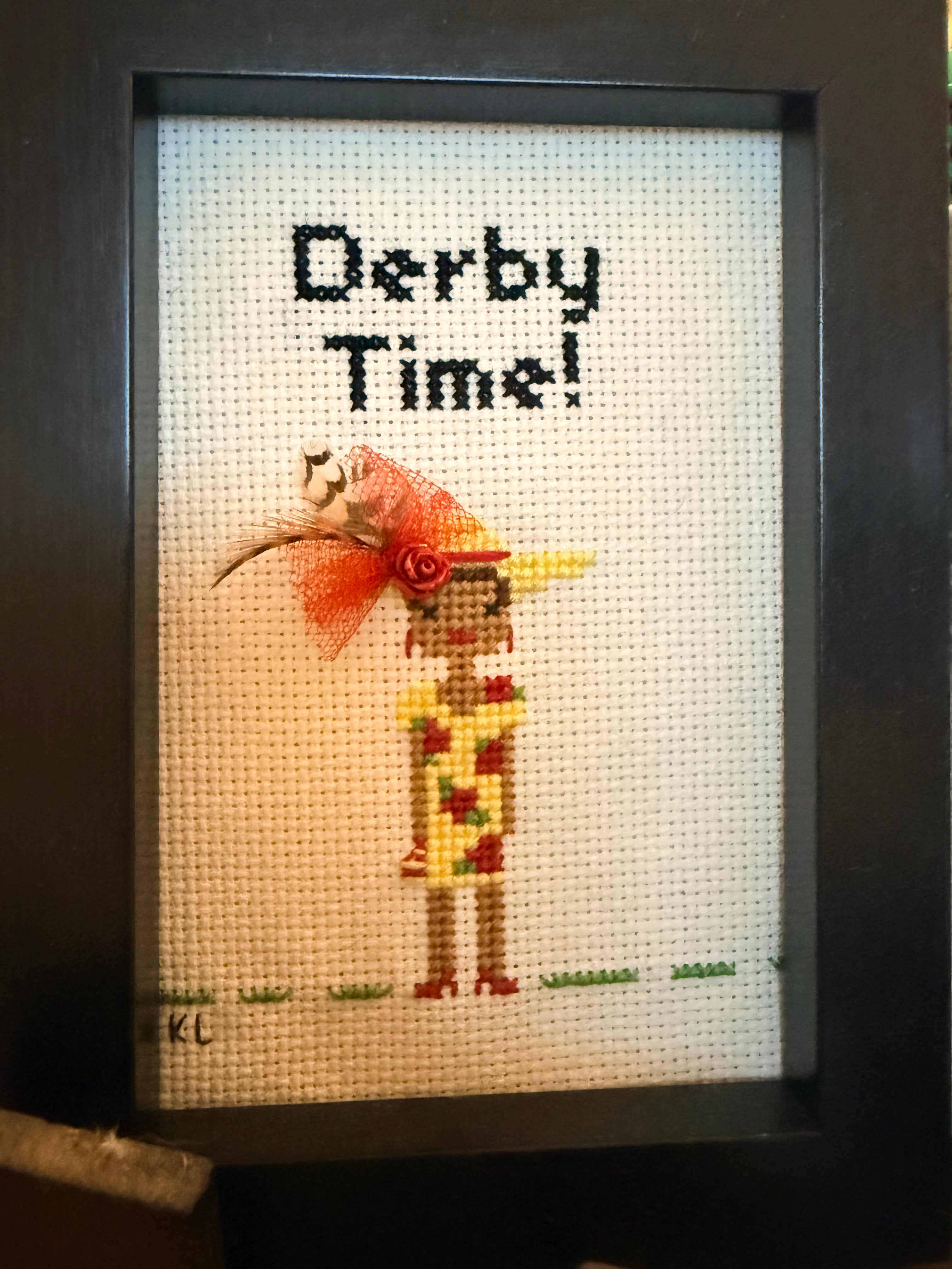 Kym Lambert: Cross Stitch Artwork: Derby Time!