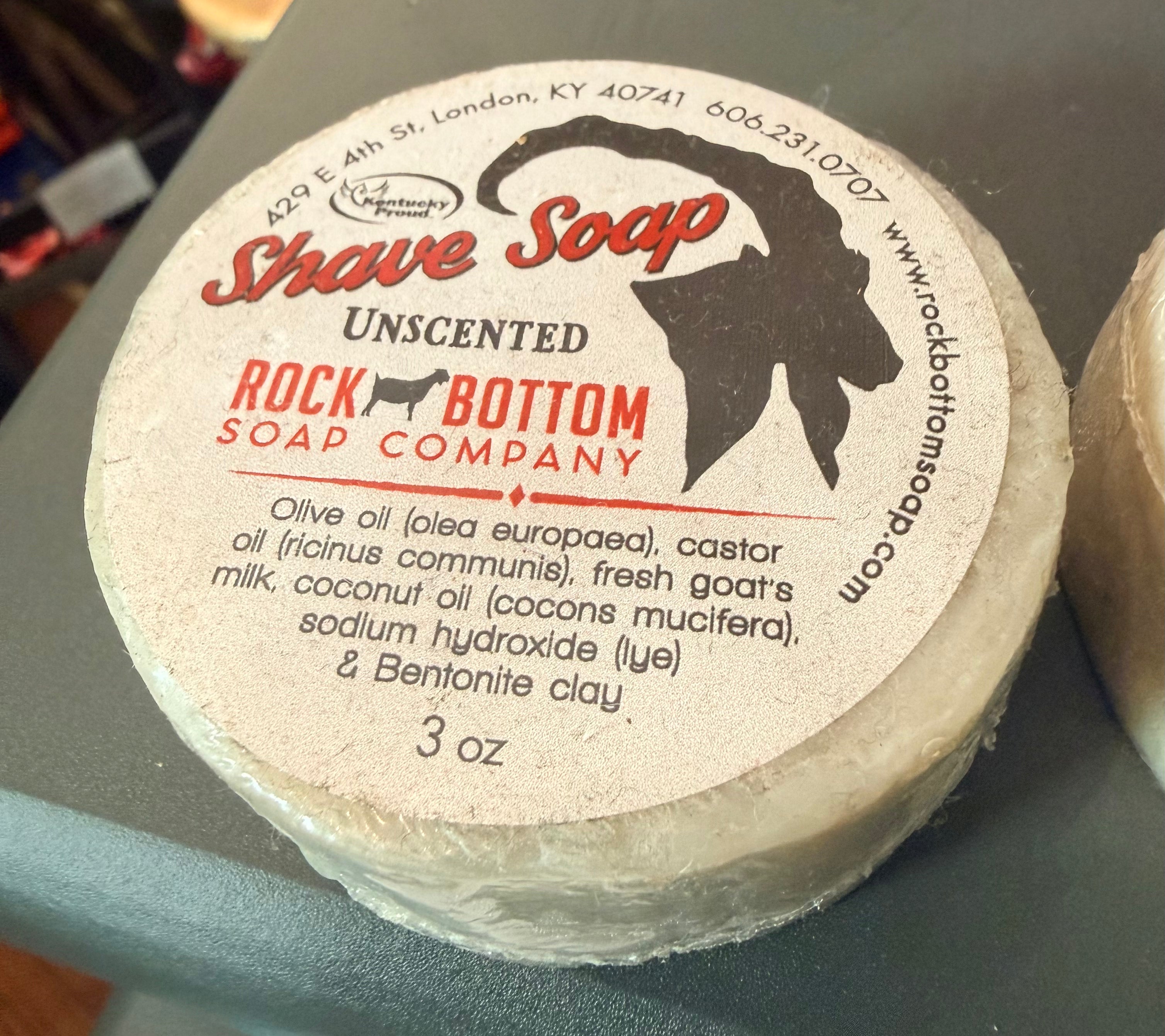 Rock Bottom Soap Co: Shave Soap: Unscented