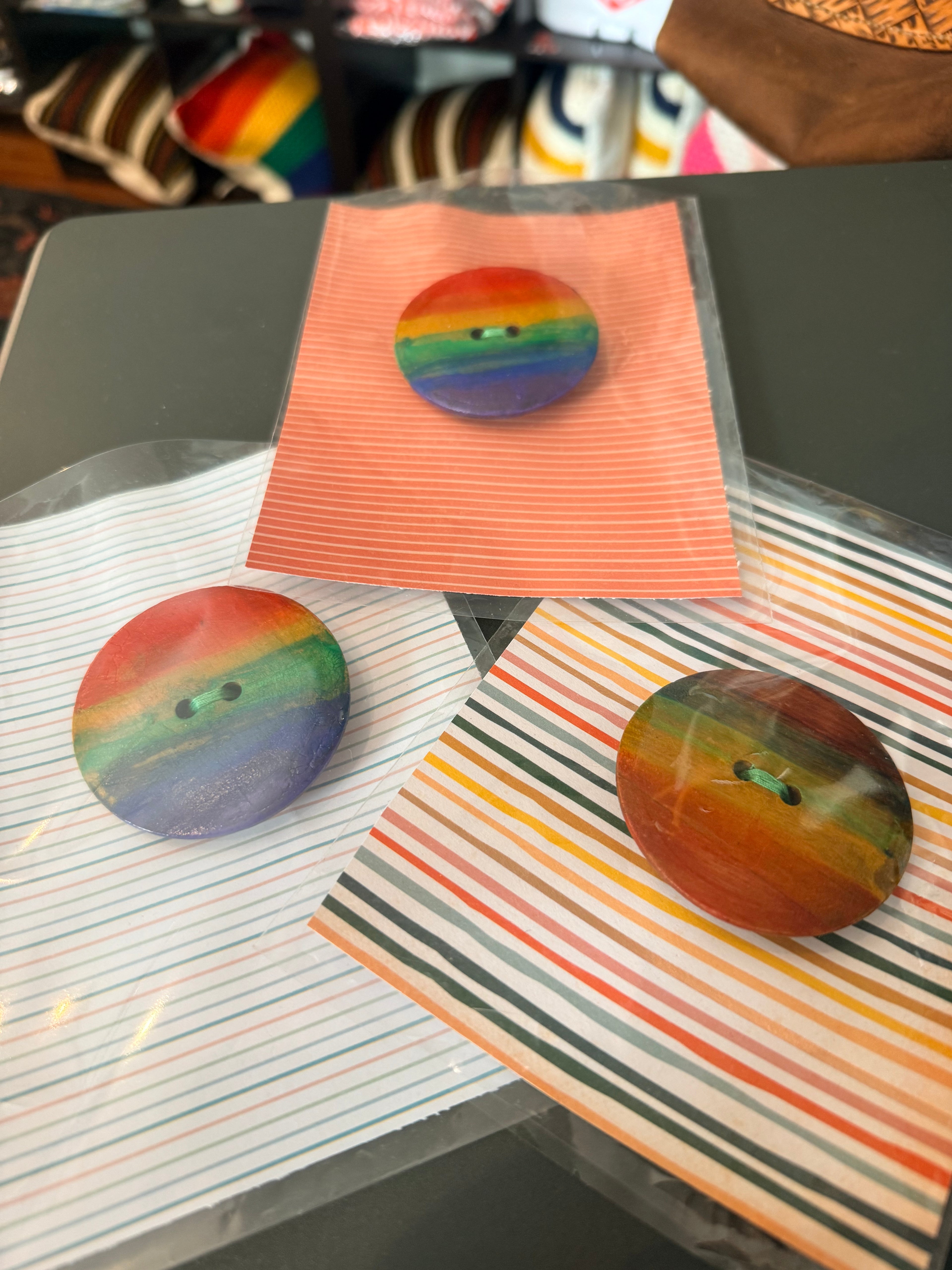 Derbylou Designs: Kym Lambert: Oversize Pride Rainbow Buttons