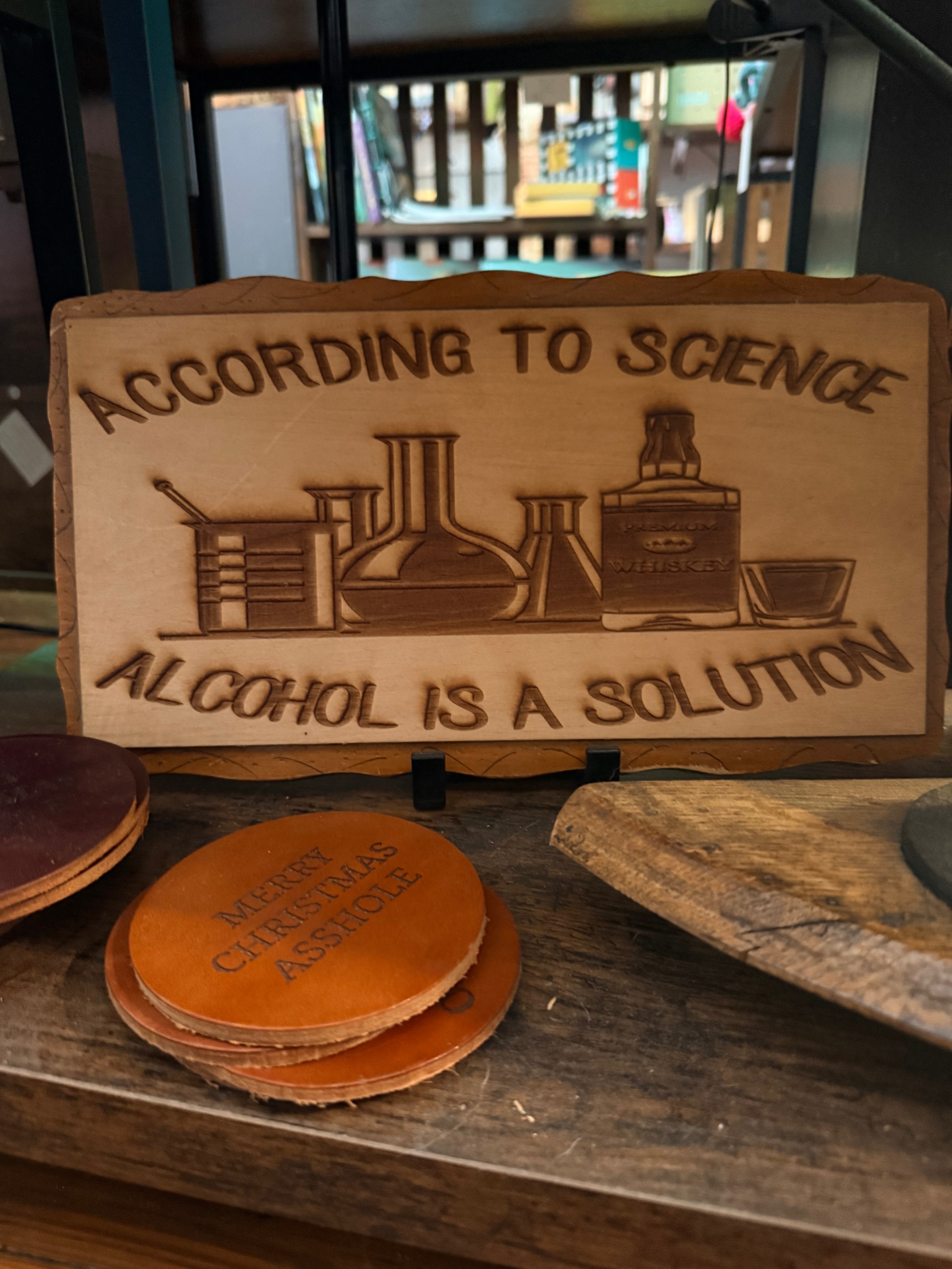 Argent Engraving: Alcohol Is A Solution Wall Plaque