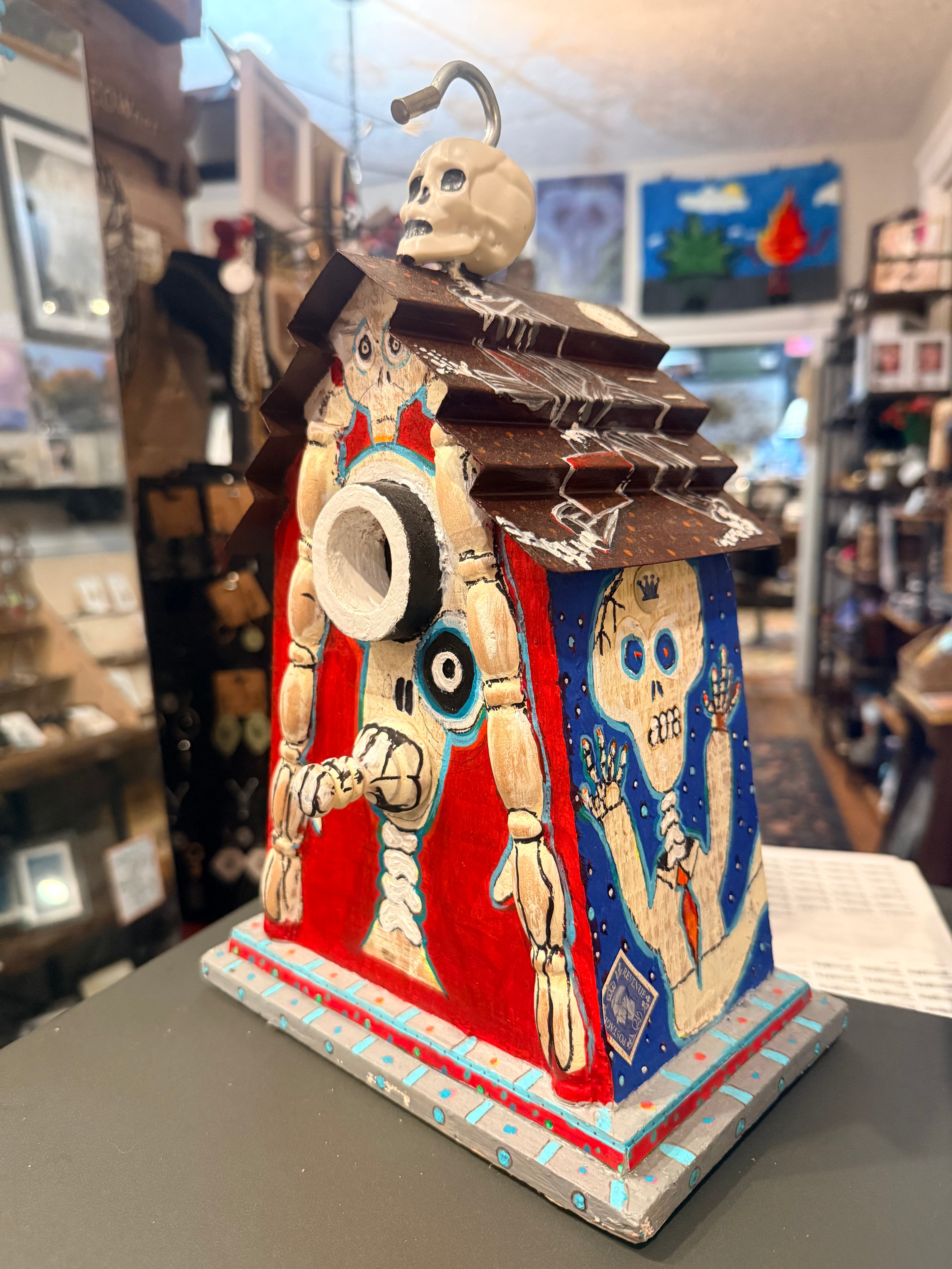 Art Orr: Skull Duggery Mixed Media Bird House
