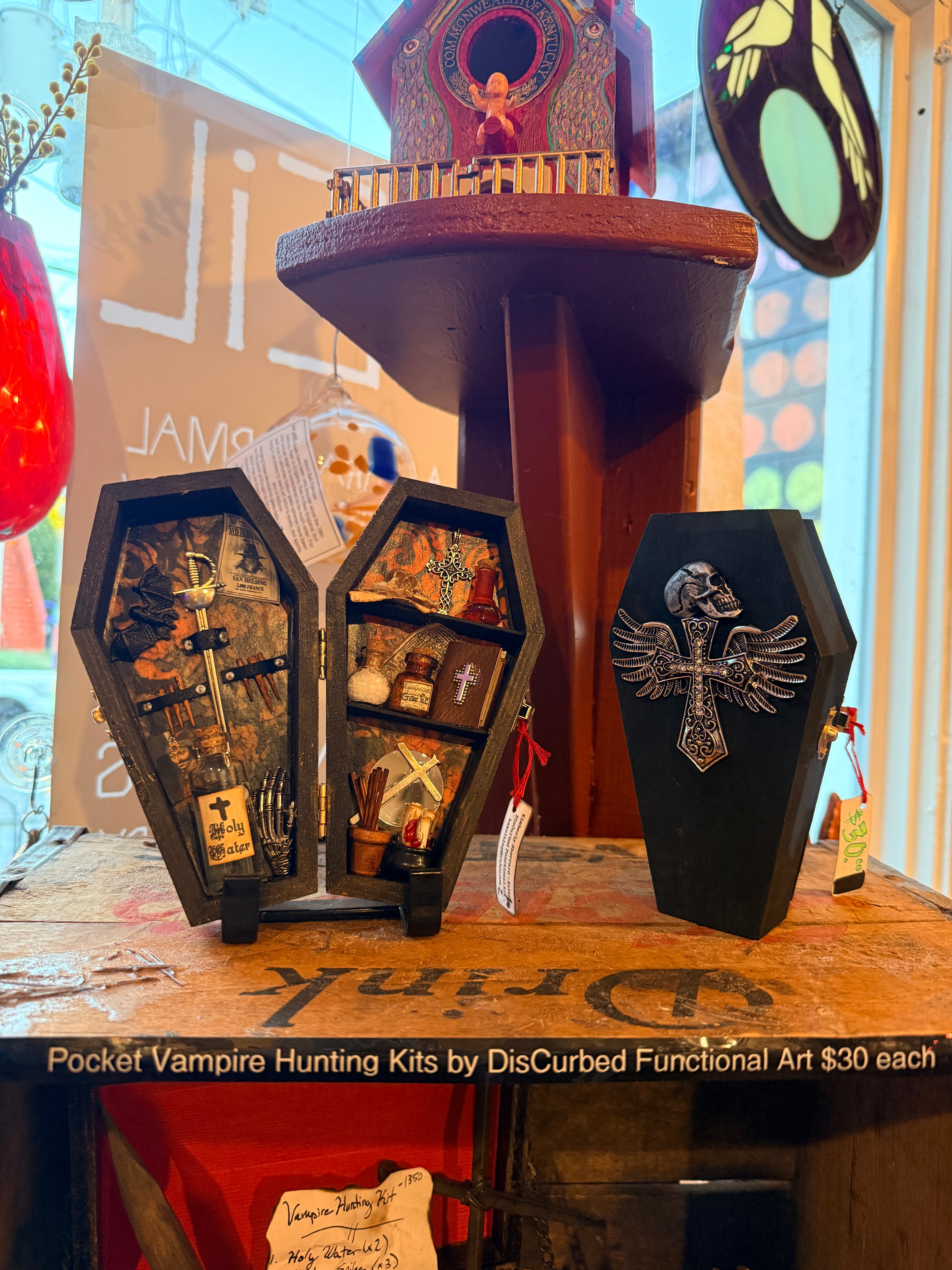 DisCurbed Functional Art: Kimberly Sherrard-Kelting: Pocket Vampire Hunting Kit (coffin)