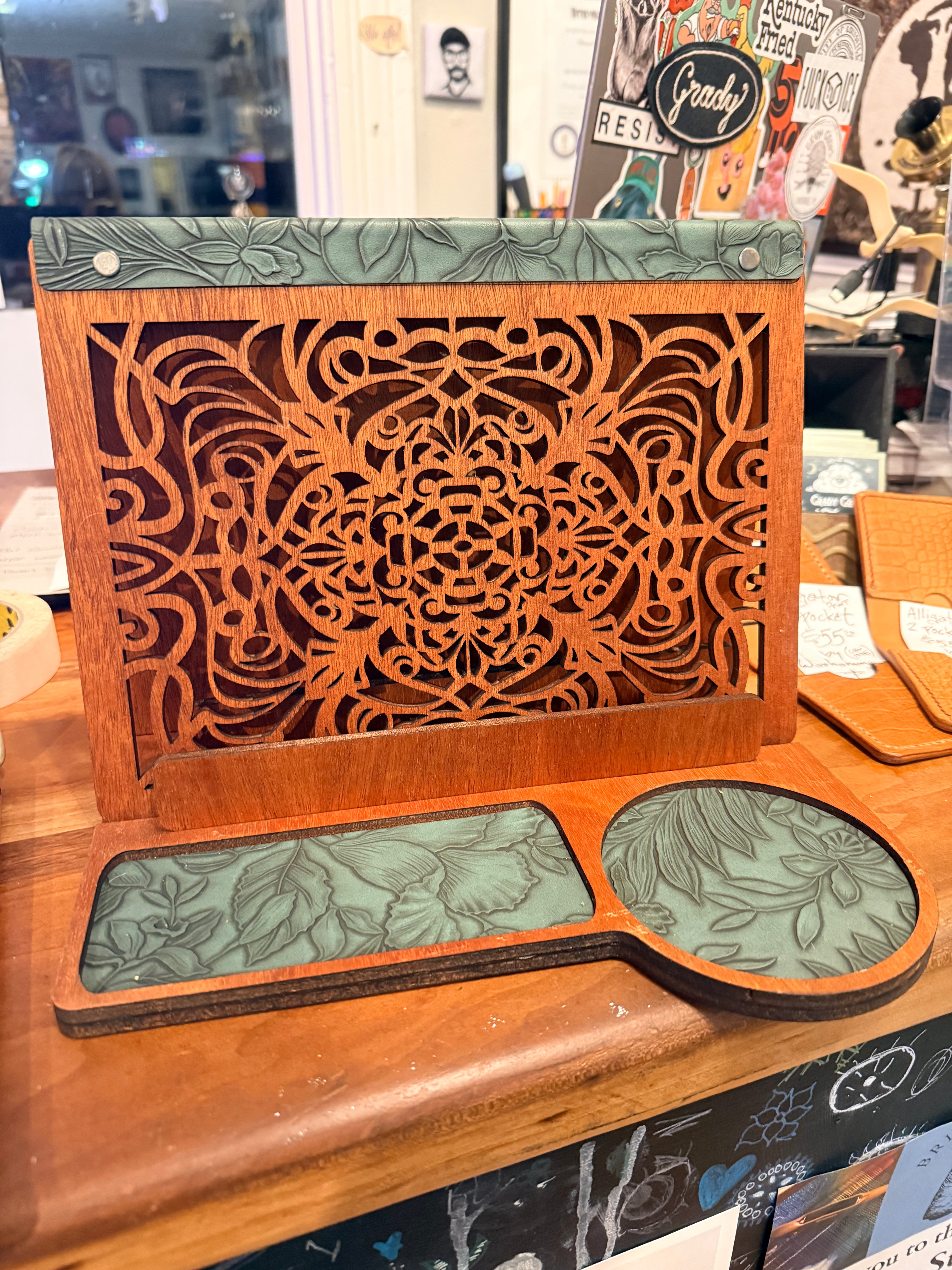 Minx Manx Monks: Wooden & Vegan Leather Tablet or Book Valet Stands