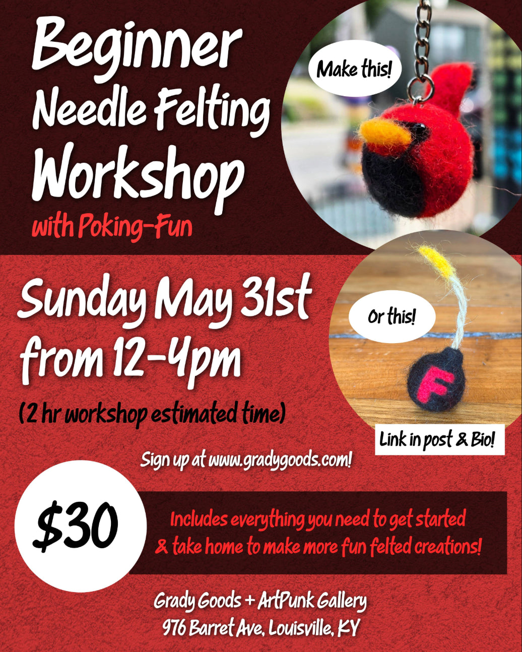 Beginner Needle Felting Workshop 5/31