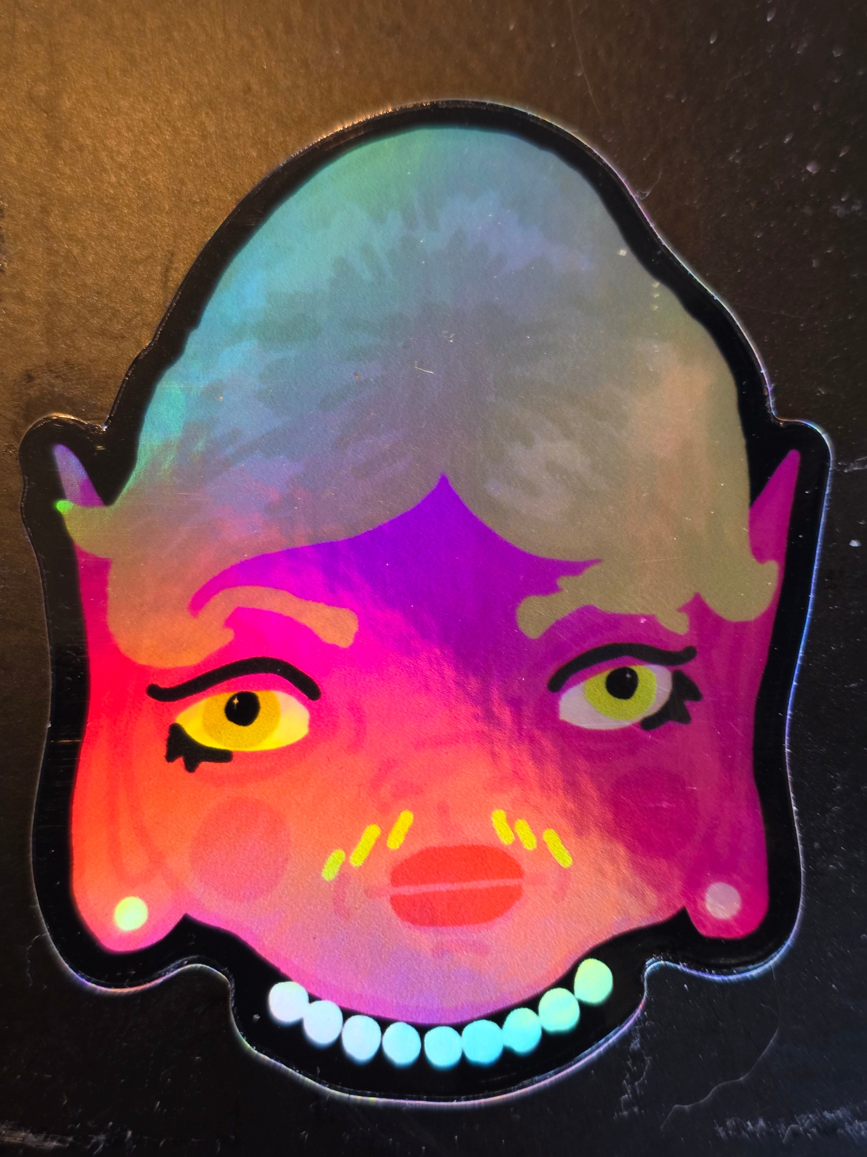Pearl Necklace Goblin Holographic Sticker by Kya Harrison