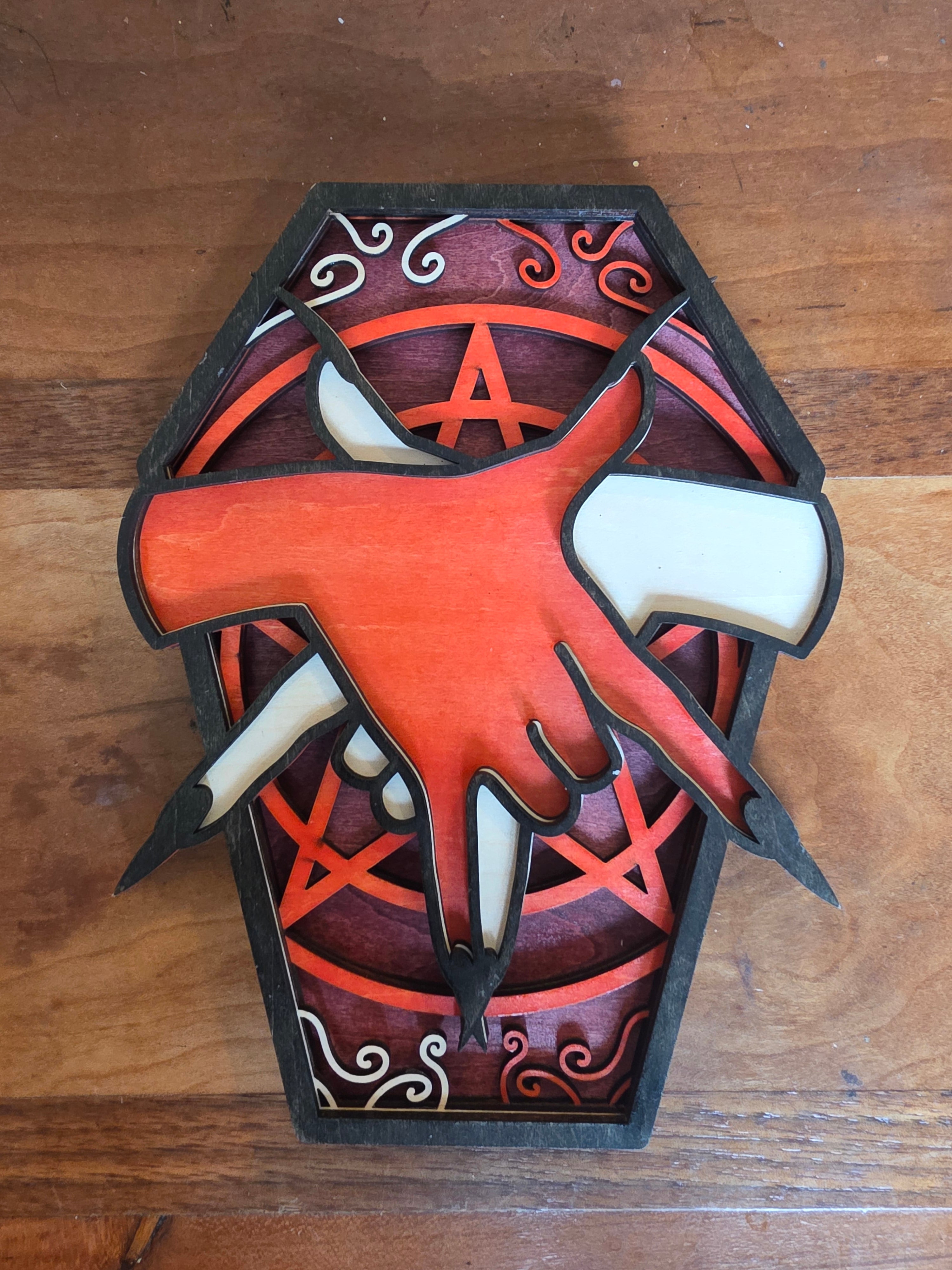 Coffin Shape Laser-Cut Art by The Painted Bird (Shannon Drabant)
