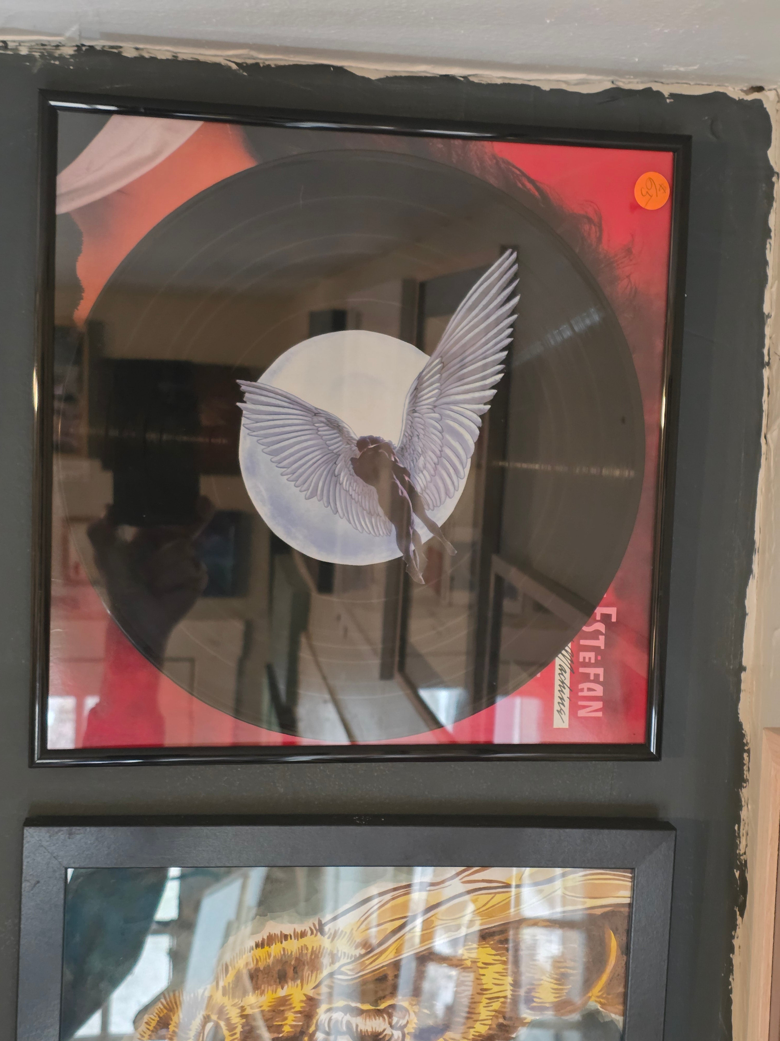 "Surrender" - vinyl and collage art, framed 12"x12" by Daniel Loy